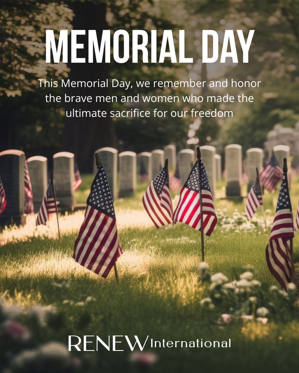 RENEWIntl's tweet photo. Honoring the brave. Remembering the fallen.

We remember with gratitude all those who have died to protect our nation, and we thank all of the men and women who still serve our country today.

#MemorialDay #GodBlessAmerica #thankyouforyourservice https://t.co/HZwENLPTX3