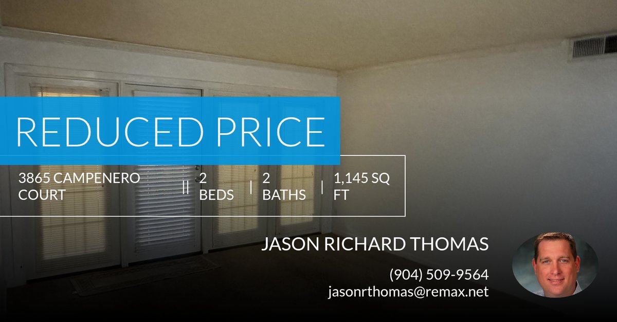 jrthomas5's tweet photo. 📍 Reduced Price 📍 This recently reduced home at 3865 Campenero Court 3 in Jacksonville won't last long, so, don't wait to set up a showing! Reach out here or at (904) 509-9564 for more information! https://t.co/QcoH0GW0dn https://t.co/M6RHohoG8B