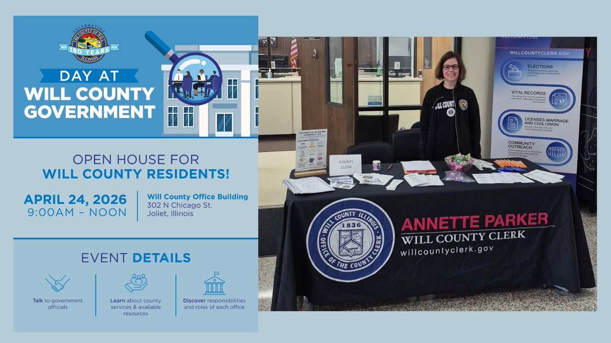 willcountyclerk's tweet photo. The Will County Clerk’s Office has been on the move these past two weeks! County Clerk Annette Parker is looking forward to a busy summer filled with events across Will County—be sure to stop by, say hello, and connect with our office while we are in your community. https://t.co/RKkBOhZpQc