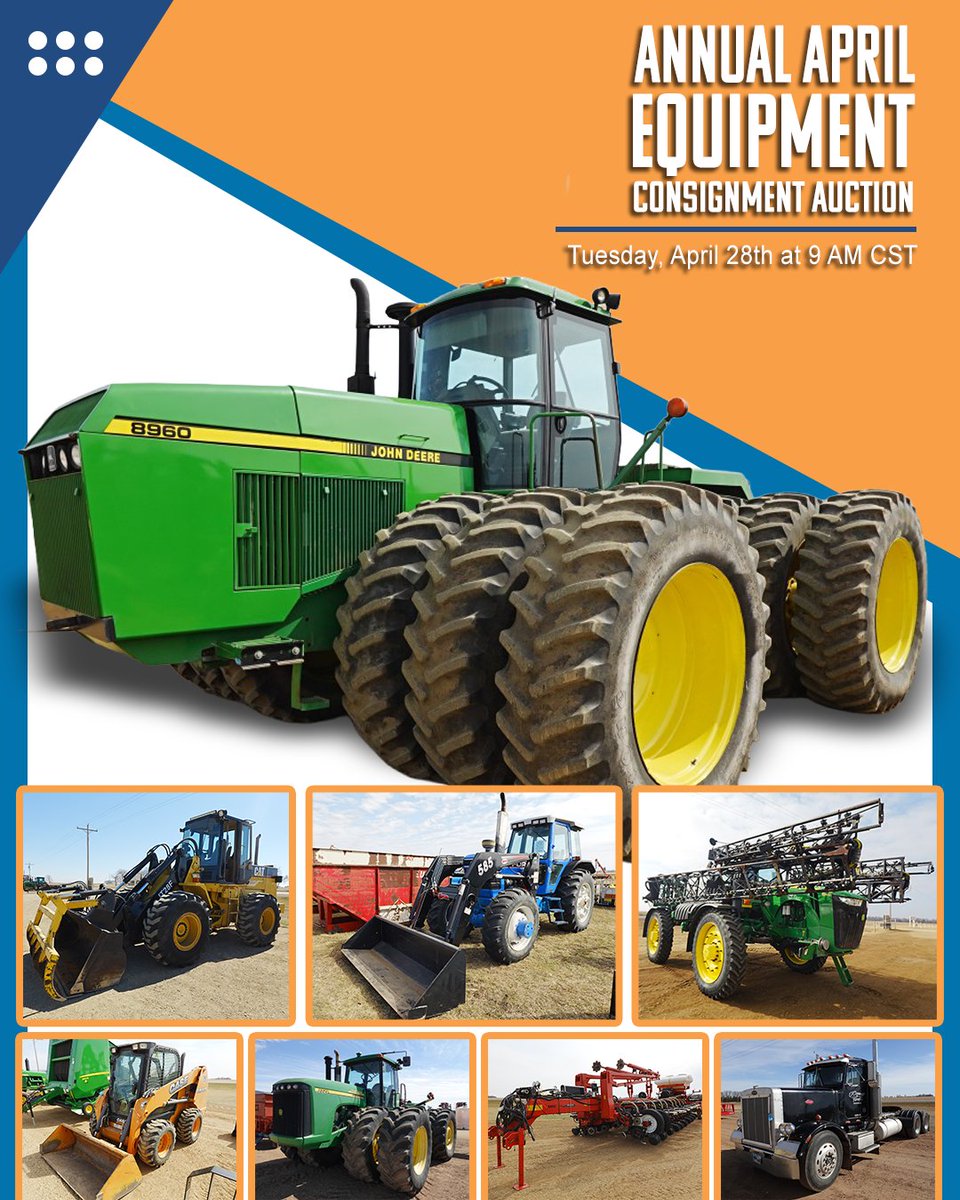 wiemanauction's tweet image. Tomorrow's Auction Day! 
Annual April Equipment Consignment Auction
🗓️Tuesday, April 28th at 9:00 AM
📍Wieman Auction Facility near Marion, SD

Place Your Bids Here: wiemanauction.com/auction-info.p…

#tractors #johndeere #skidsteer #sprayer #loader #platner #semi #wiemanauction