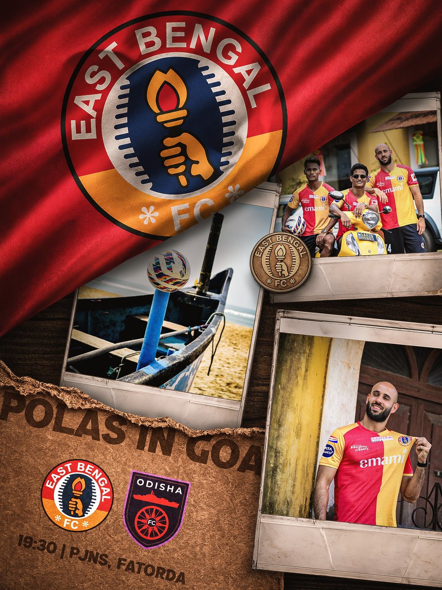 eastbengal_fc's tweet photo. Red &amp; Gold fire 🔥 on the Goan shores 🏖️⚽
It's matchday 9️⃣ for us in the #ISL 🔴🟡

🆚 Odisha FC 
🏟️ PJN Stadium, Fatorda
⏰ 7.30 PM
📺 Live on @FanCode &amp; Sony Sports Ten 2

#JoyEastBengal #EBFCOFC https://t.co/5mCm48lJxu