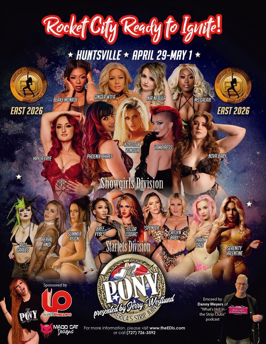 RCSGHuntsville's tweet photo. Who’s your pick to steal the show in Huntsville? Drop your prediction in the comments. #RocketCityShowGirls #LaurenPhillips #theEDIs https://t.co/9H8MG0TZ4g