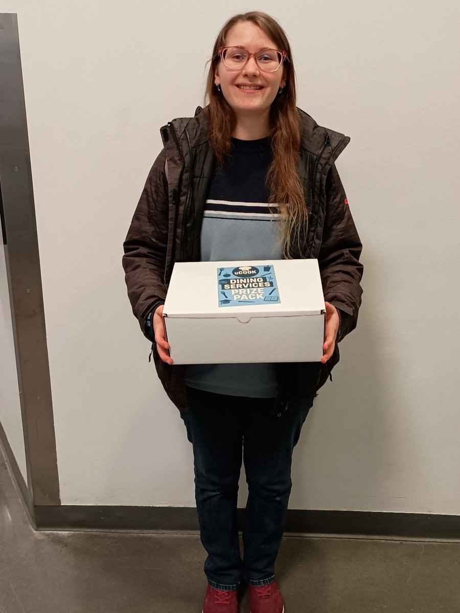 Sam is our Dining Services Prize Pack winner this month! Sam won their prize pack for participating in our Food Donation Friday tabling. Congratulations, Sam! #umbdining #prizepack