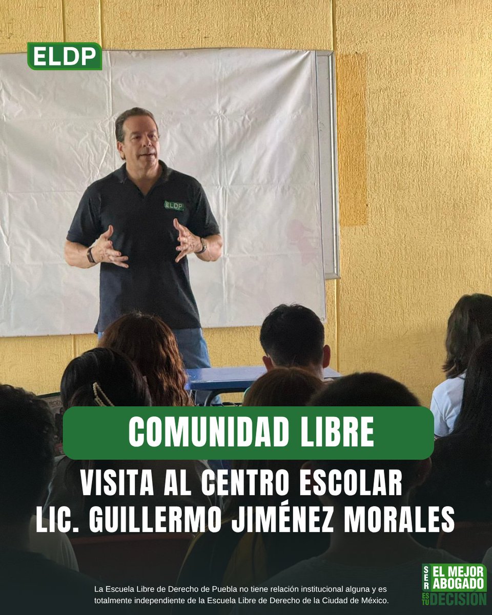 ELDPuebla's tweet photo. Nuestro Presidente Ejecutivo, Lic. Gerardo Tejeda Foncerrada, visitó el Centro Escolar Licenciado Guillermo Jiménez Morales , donde llevó a cabo una sesión informativa para dar a conocer nuestra oferta académica.
#ComunidadLibre #ELDPuebla #OfertaAcadémica #VinculaciónEducativa https://t.co/QaW17QwWJu