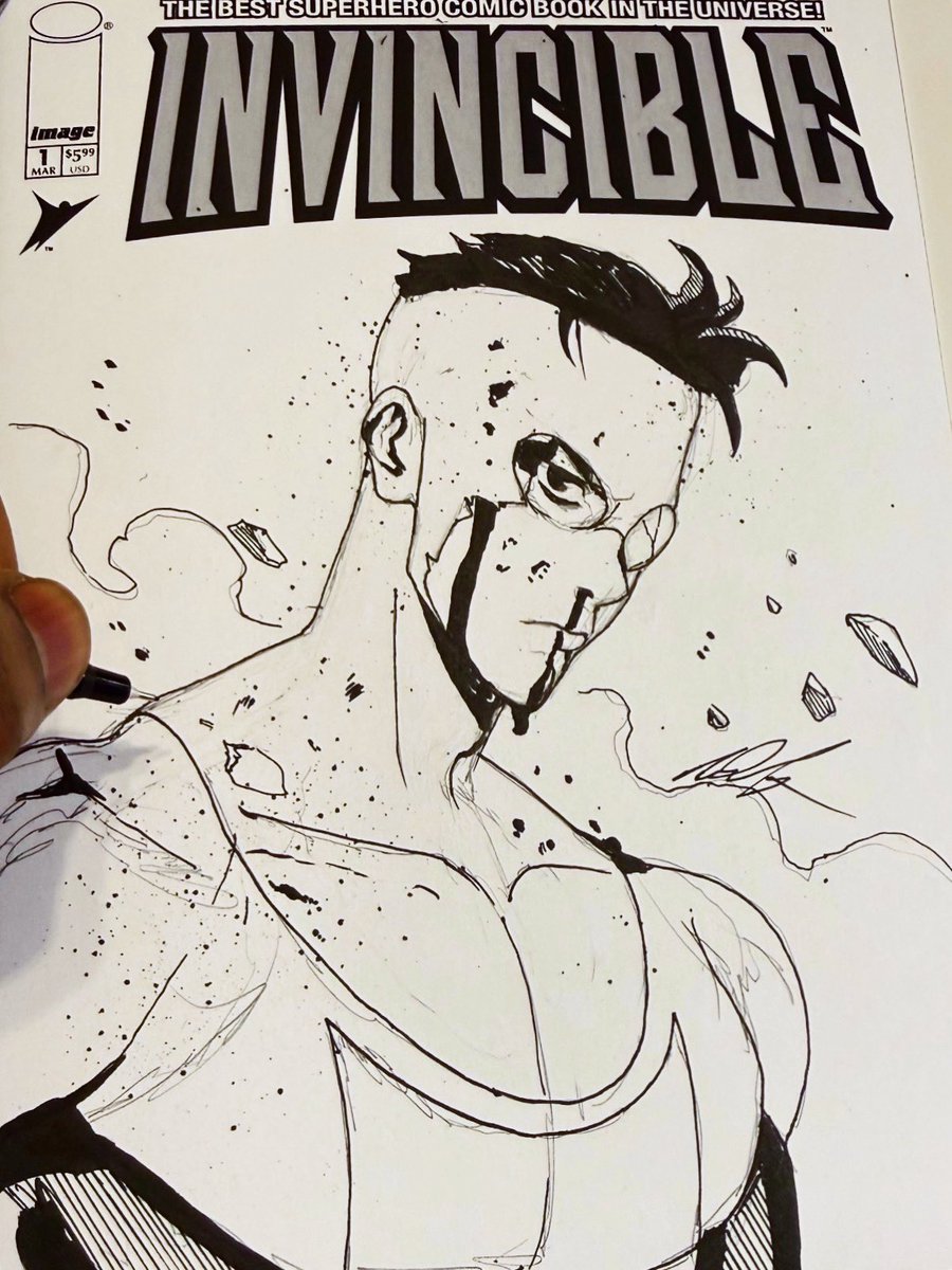 NikDraperIvey's tweet image. I really should catch up on this. I’ve been so busy! Here’s a quick sketch cover I was asked to draw.
#invincible #sketches