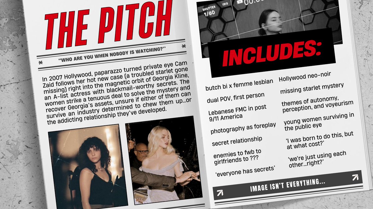 brookebsolomon's tweet image. POKER FACE x Paris Hilton's s*x tape

In 2007 LA, a paparazzo turned PI follows a hot case into the magnetic orbit of an A-list starlet...with blackmail-worthy secrets. 

📸 dual POV
📸 butch/femme wlw
📸 tabloid noir
📸 Lebanese FMC (post 9/11)

#questpit #W #A #MY #R #LGBT