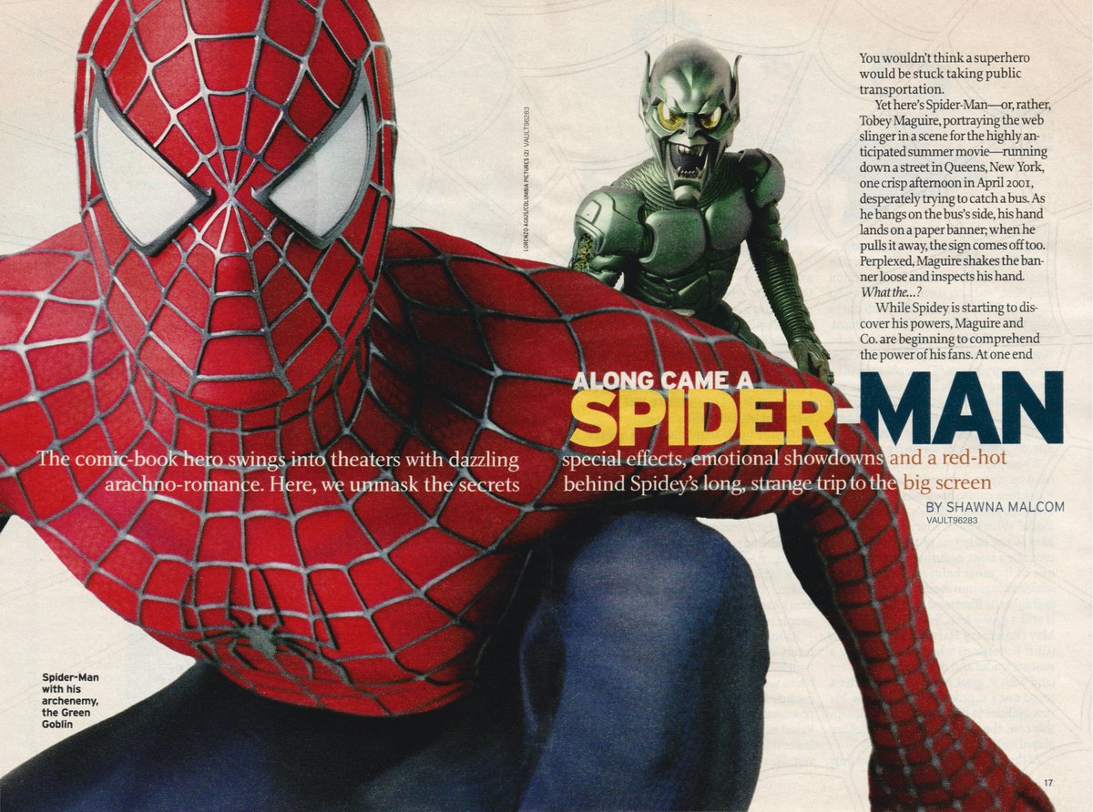 April 27th, 2002
Spider-Man and Green Goblin featured in the latest TV GUIDE, ‘Spider-Man’ set to release May 3rd, this coming Friday.