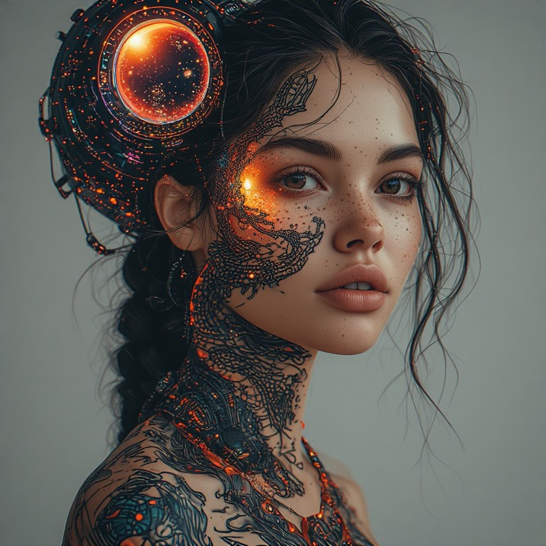21stmillennium's tweet photo. #21stMillennium #AIArt #CyberTattoo #BioGlow #SciFiPortrait #TattooArt #FutureHuman https://t.co/49TRnJlahr