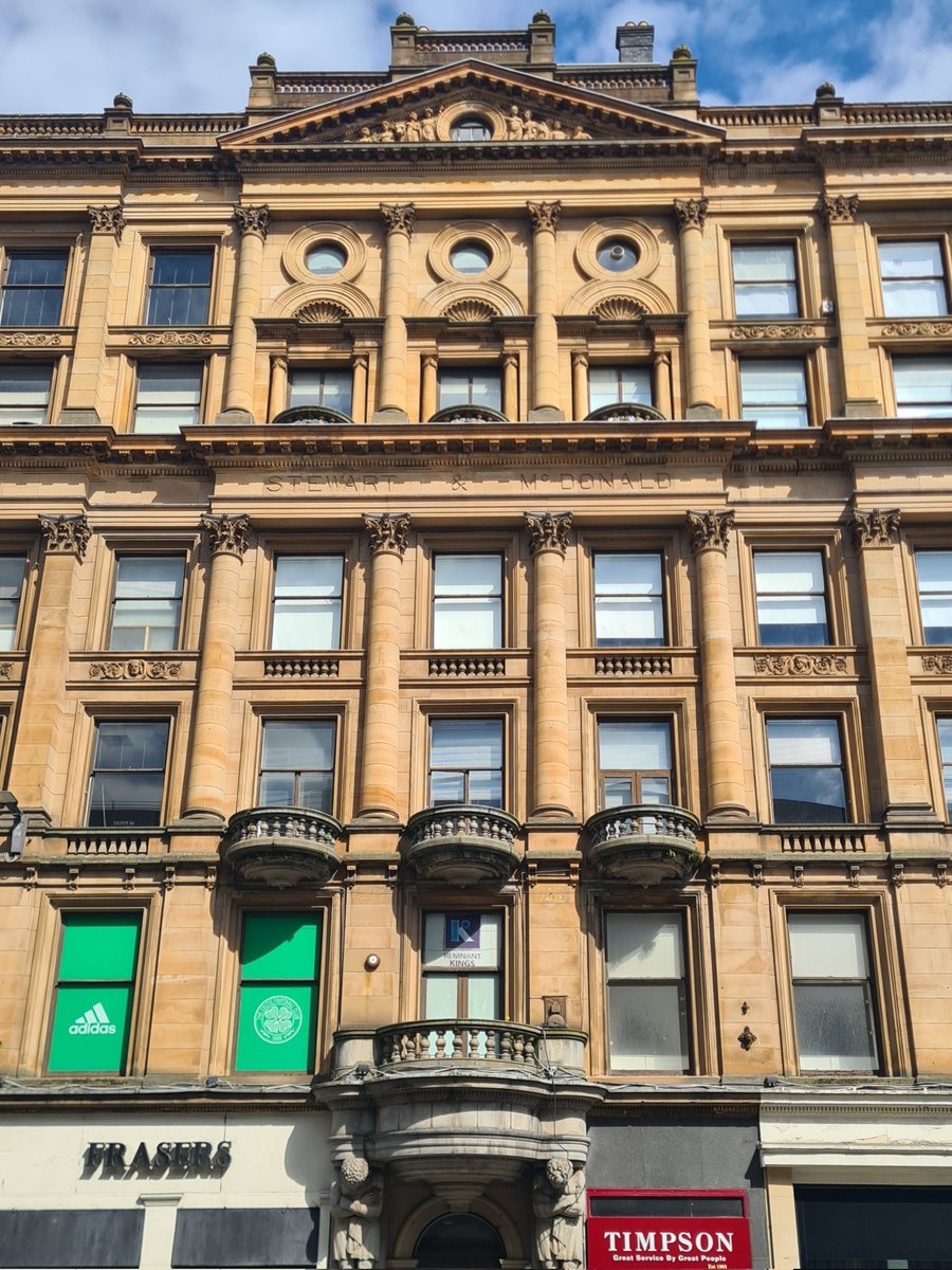 is_glasgow's tweet image. The imposing facade of the Free Classical style 1903 Stewart and McDonald warehouse on Argyle Street in central Glasgow, featuring a large pair of atlantes at the bottom, and a sculpted narrative tympanum at the top.
 
Cont./

#glasgow #architecture #sculpture #argylestreet