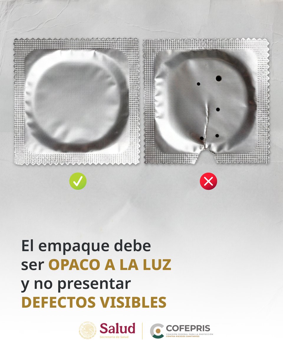 COFEPRIS's tweet image. ¡Tu #salud sexual es prioridad! 🛡️✨ Antes de utilizar un condón, verifica que el empaque este sin defectos y que su caducidad esté vigente.

Revisa siempre que cuente con Registro Sanitario de #COFEPRIS. ¡Cuídate y disfruta con responsabilidad! 🤝💖#Prevención