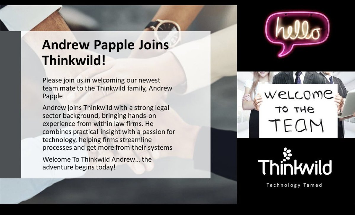 thinkwildltd's tweet image. A little note worthy of sharing #oldhamhour our team grows again! Thinkwild are happy to announce Andrew Papple has joined our outstanding legal technology implementation team