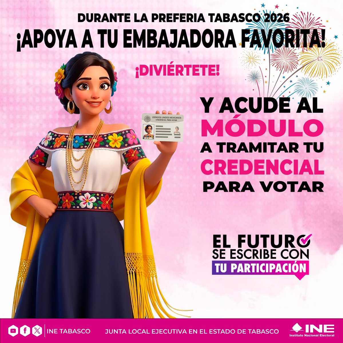 SolDelSureste's tweet image. 🔴#Entérate| El @INE_TABASCO invita a disfrutar la Preferia Tabasco 2026 y apoyar a tu embajadora favorita, No olvides acudir al módulo a tramitar tu #CredencialParaVotar. 💃🎉

✨Síguenos en Redes Sociales

|#Noticia |#Tabasco |#ElSolDelSureste