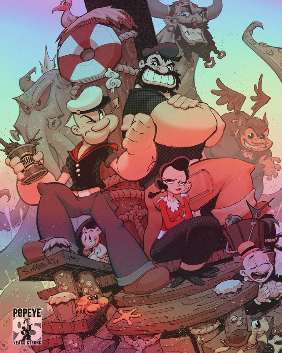 popeyetweetsk's tweet image. Well blow me down! This Eye Lie Popeye Cover Art by @JonSommariva be a knockout hit! 💪🥬

#PopeyetheSailorMan #ComicArt