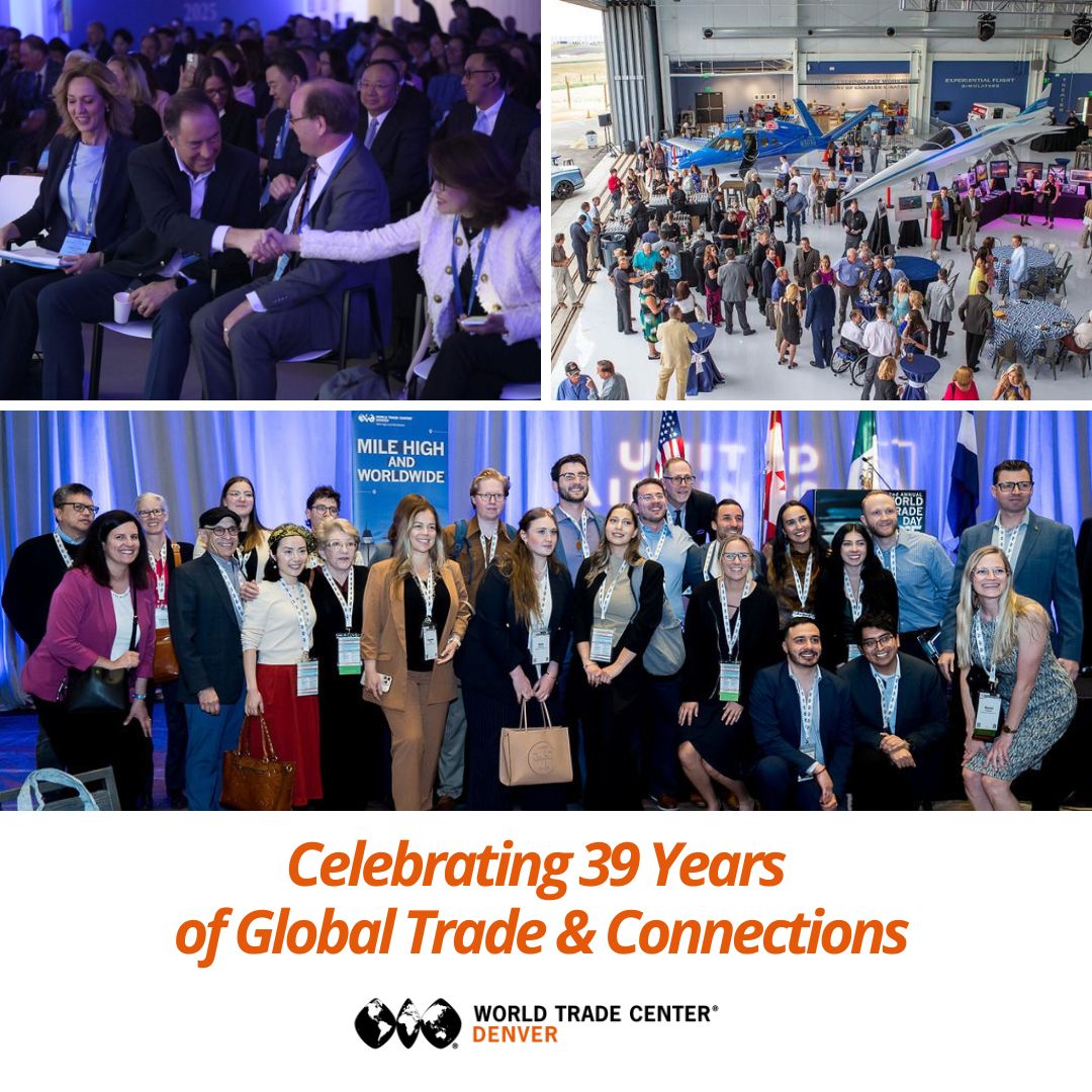 WTCDenver's tweet image. For 39 years, WTC Denver has been at the center of global trade, bringing together leaders, ideas, and opportunities that shape our region and beyond.

Thank you to our members, partners, and community for being part of this journey.

#WTCdenver #Anniversary #GlobalTrade