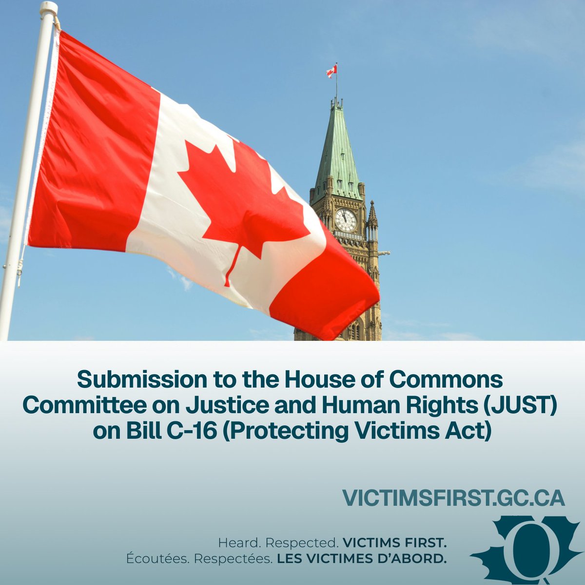 OFOVC's tweet image. The OFOVC made a submission to the @OurCommons #JUST committee on Bill C-16 (Protecting Victims Act). The recommendations call to strengthen implementation, close practical gaps, &amp;amp; ensure that new rights are meaningful in practice. ow.ly/gQio50YQxmw