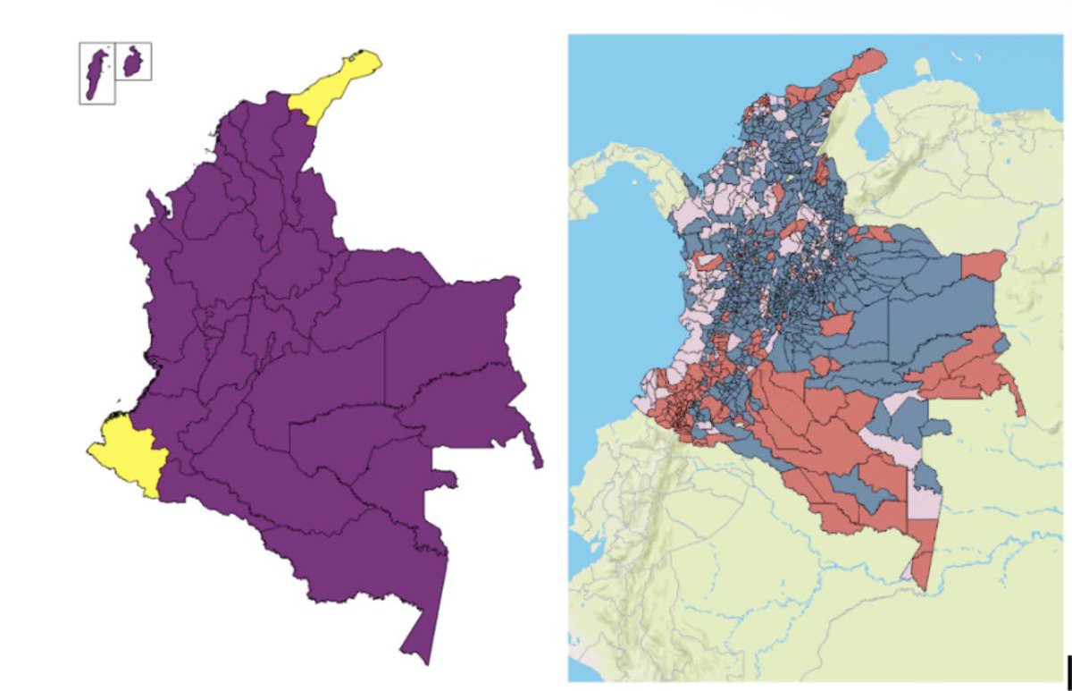 Miren estos dos mapas de 2006 que muestran el resultado de las elecciones presidenciales. El de la izquierda es el que circuló en su momento y sigue rotando. Todo en morado, como si la derecha hubiera ganado absolutamente todo. El de la derecha muestra lo mismo, pero a escala