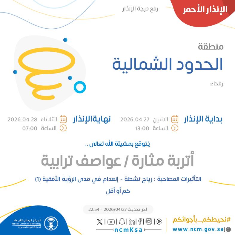 النظام الآلي للإنذار المبكر بالمركز الوطني للأرصاد tweet media