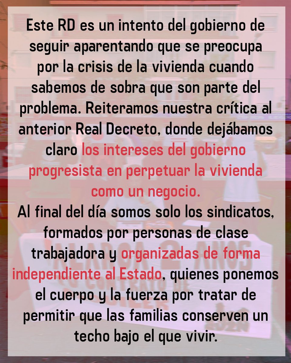 SindiVivendaZN's tweet photo. El govern més progressista de la història torna una vegada més a mostrar de quina part es troba i la seua incapacitat per garantir el dret a la vivenda
✊Front unes condicions cada vegada pitjors per accedir a un sostre i les seues mentides, només quedem els sindicats
Organitza't https://t.co/3IiQt62uLO
