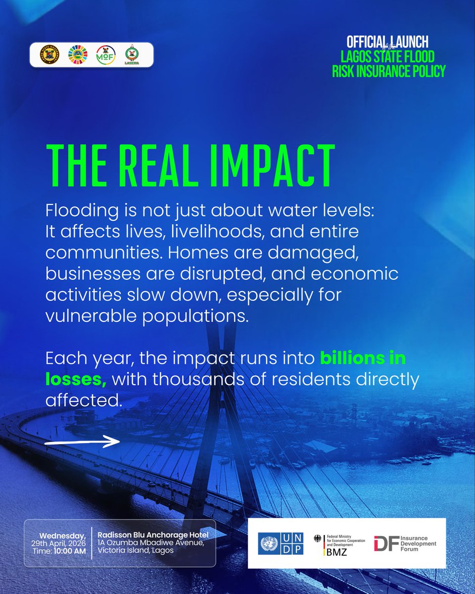 LagosSDGInvest's tweet photo. Wondering what the Lagos State Flood Risk Insurance Policy is all about? Your questions are now answered.

This policy is set to provide timely financial protection, safeguard livelihoods, and strengthen resilience against the impact of flooding across our state. https://t.co/1UI2wuyHMy