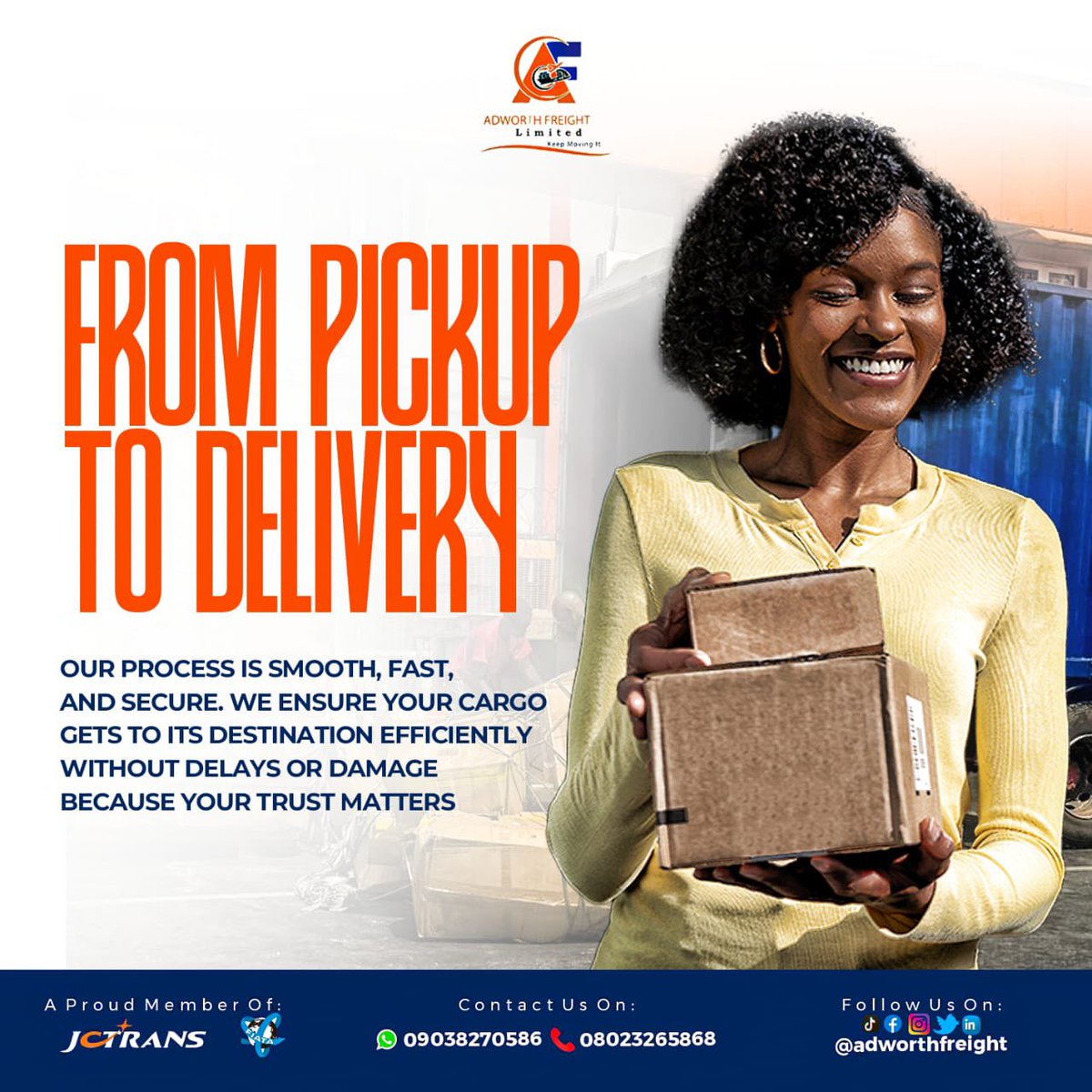 AdworthFreight's tweet image. From Pickup to delivery, Our process is smooth, Fast and secure. We insure your cargo gets to its destination efficiently without delays or damage because your trusts matters. #cargo #logistics #transport #adworthfreightexport #followforfollowback