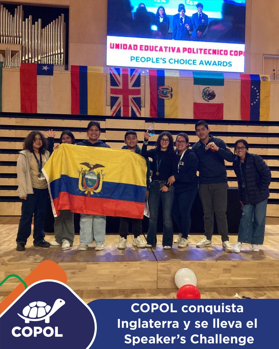 copol_ec's tweet photo. COPOL brilló en Inglaterra 🇬🇧✨

Nuestra delegación de secundaria ganó el People’s Choice Award en las British English Olympics 2026 🏆, reconocimiento otorgado al equipo con mayor votación del público en el Speaker’s Challenge.

El campus eligió a COPOL como la mejor presentación estudiantil, destacando su conexión con la audiencia y la claridad de su mensaje 👏

Orgullo COPOL 💚🌎