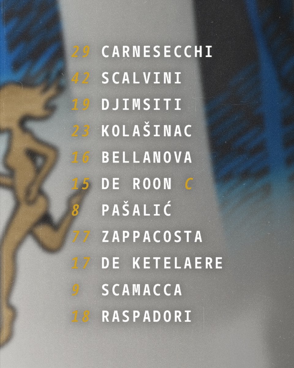Atalanta_BC's tweet photo. In campo così per #CagliariAtalanta 📝
Today's starting XI 📝
#GoAtalantaGo ⚫🔵 https://t.co/xU09bQzQac