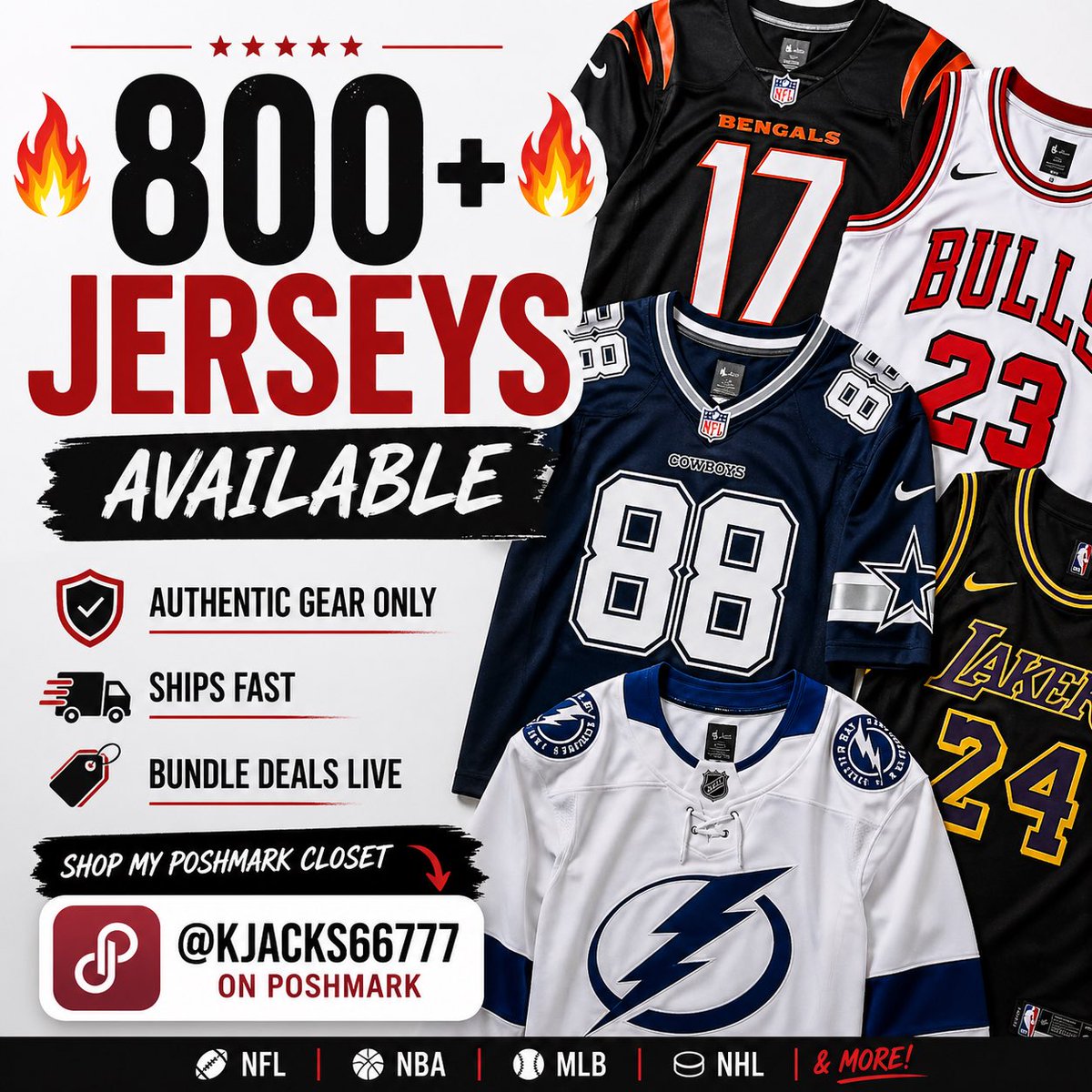 kjacks677's tweet image. 🔥 800+ AUTHENTIC JERSEYS AVAILABLE 🔥  

Tired of fake quality &amp;amp; slow shipping?  
I got you 👇  

✔ 100% Authentic  
✔ Ships Same/Next Day  
✔ NFL • NBA • MLB • NHL  

💸 30% OFF when you bundle 2+ items  

👇 Shop now  
@kjacks66777 on @Poshmarkapp 

#poshmark #jerseys