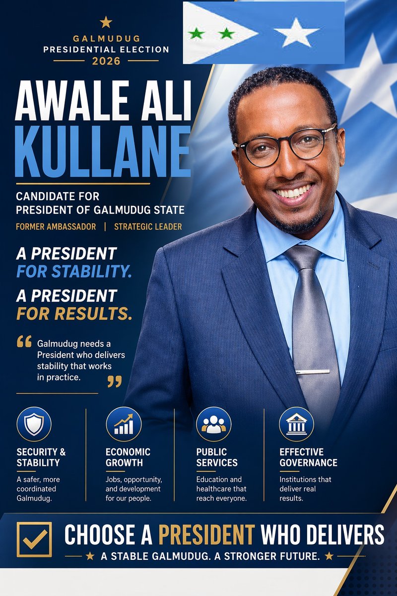 I am running for the Presidency of Galmudug.

I bring decades of experience in public service, diplomacy, and leadership, not as credentials but as a record of responsibility and a commitment to deliver results for the people of Galmudug.

The challenges facing our state are