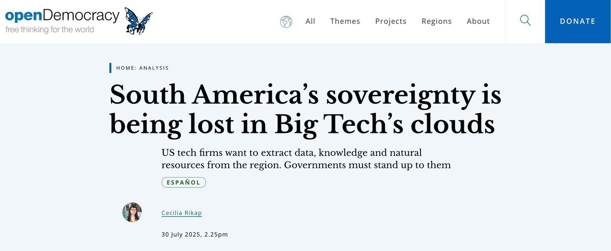 IIPP_UCL's tweet image. ☁️ South America’s sovereignty is being lost in Big Tech’s cloud

@IIPP_UCL Prof. @CeciliaRikap calls for South American governments to stand up to #BigTech firms extracting data, knowledge and natural resources from the region.

✍️ Read her article here: buff.ly/hQrX1yY