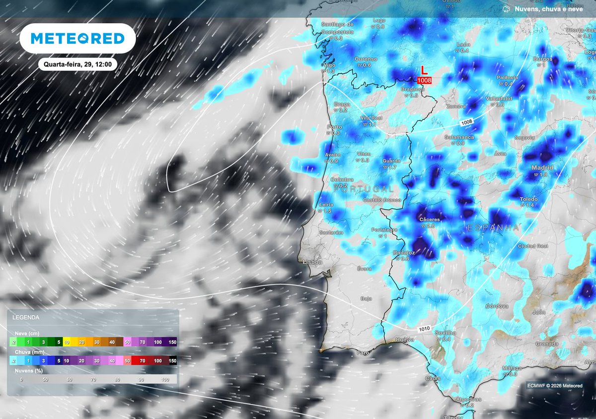 🌧️🌩️ Chuva e trovoadas localmente intensas entre terça e quarta darão lugar a uma subida térmica na segunda metade da semana.

🗞️ Confira a previsão por Ana Palma: tempo.pt/noticias/previ…