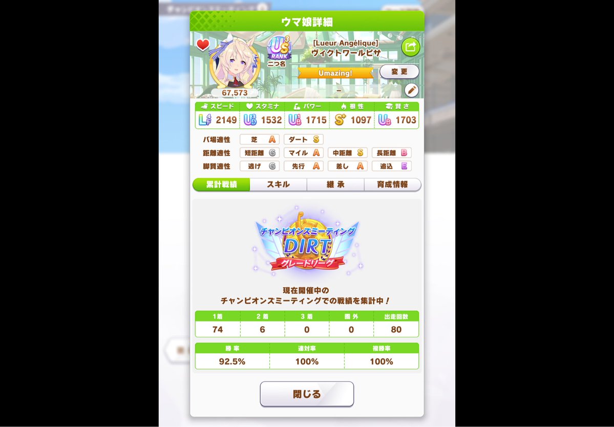 そこそこ負けて74勝で終わり
負けパターンがはっきりしてるので決勝は対面次第