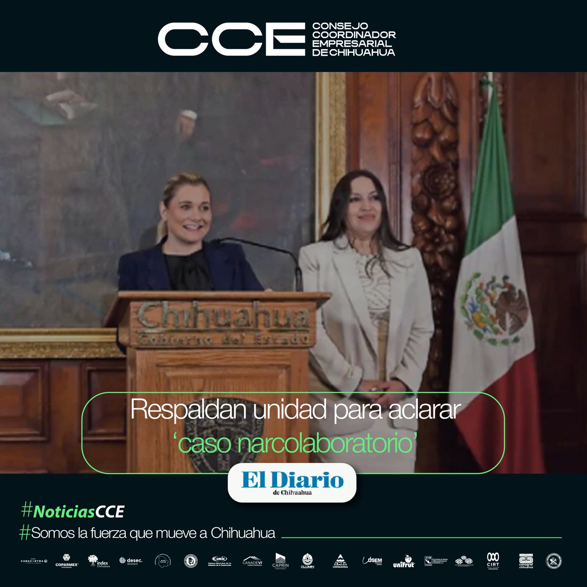 CceChihuahua's tweet photo. 📢 Respaldamos la unidad para esclarecer el caso de laboratorio ilícito en la Sierra.

🤝 Desde CCE Chihuahua llamamos a la coordinación y transparencia.

🚨 Seguridad y Estado de derecho son clave para el desarrollo.

🔎 https://t.co/VcEbX60Aec

#CCEChihuahua #Seguridad #Unidad https://t.co/zBxkTPhaaq