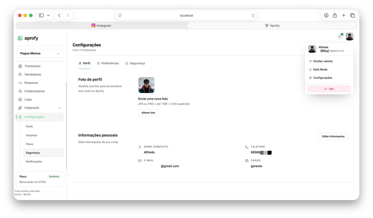 ovibedev's tweet image. tela de perfil da aprofy

#saas #buildinginpublic #ui