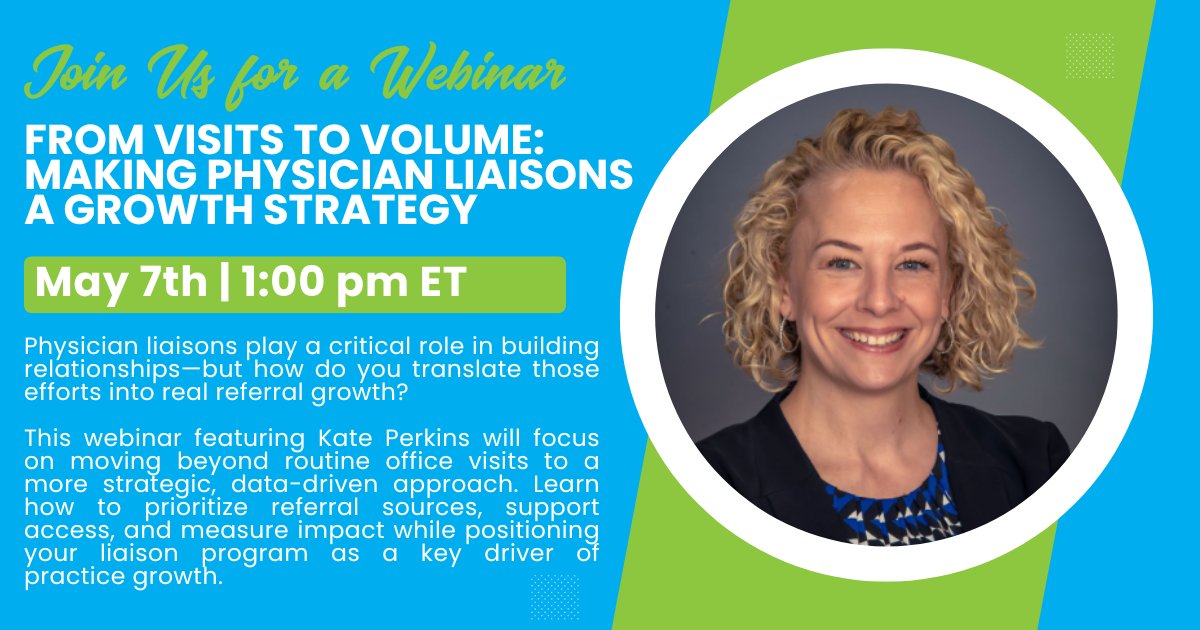 FLOrthoExecs's tweet photo. Physician liaisons play a critical role in building relationships, but how do you translate those efforts into real referral growth?

Join us May 7th as we explore how to move beyond routine office visits to a more strategic approach.

Registration info has been sent to members. https://t.co/4mkgama2ec