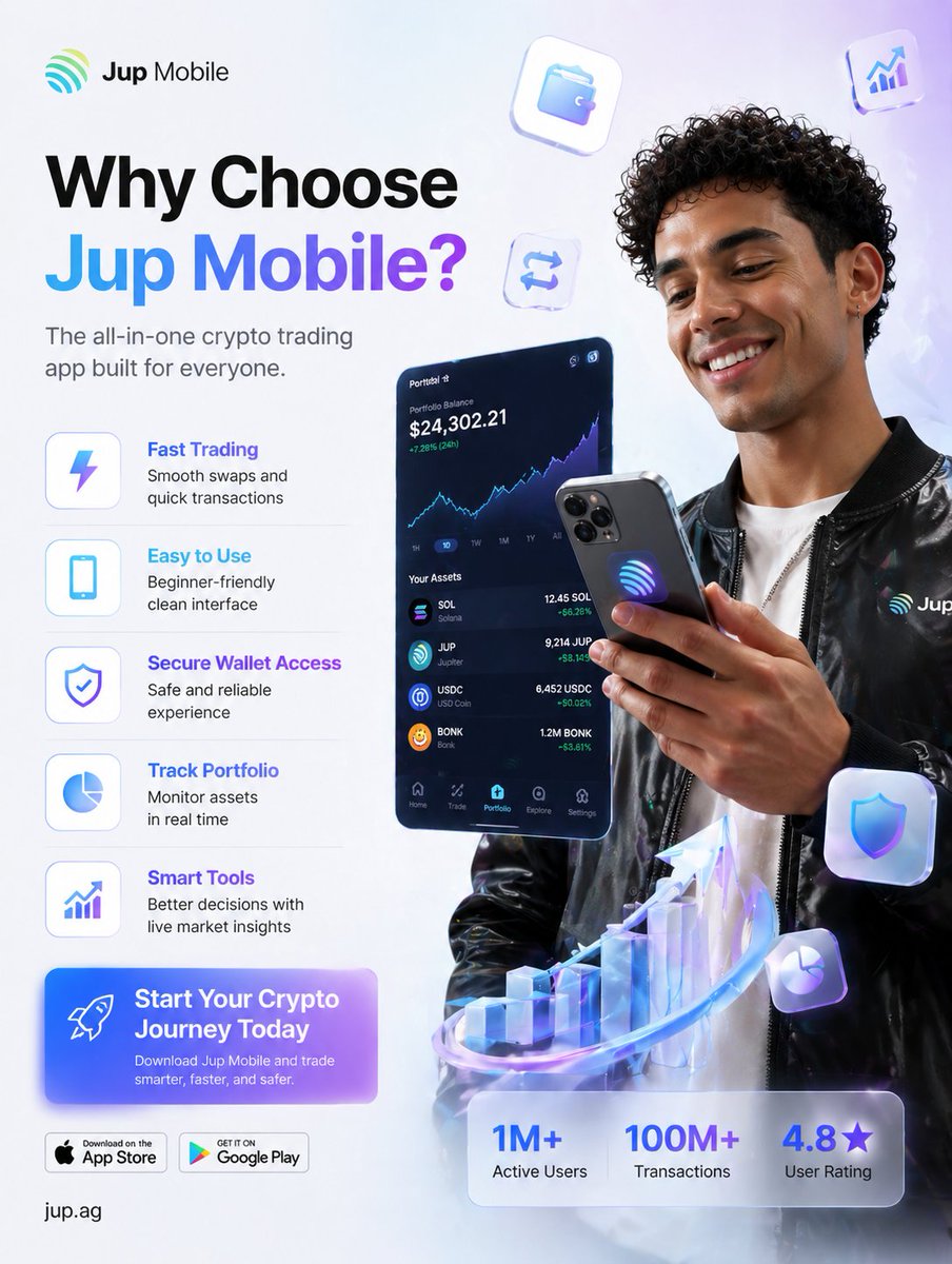 ab92381's tweet image. 🚀 Kicking off my crypto journey with @jup_mobile 🌟 Designed this flyer using my prompt engineering skills + AI to showcase how Jup Mobile is changing the game in crypto trading. 🔥

@DUKETHAGREAT, would love for you and @jup_mobile to check it out!
#CryptoJourney #JupMobile