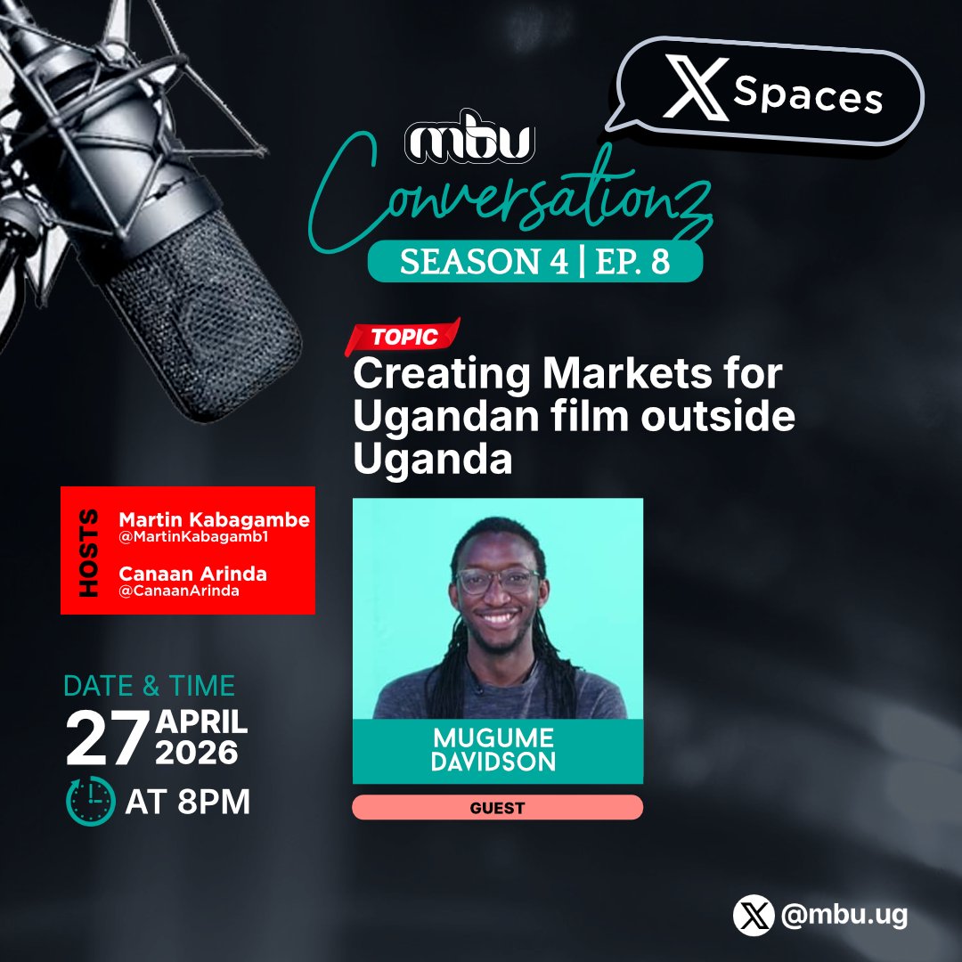 MBU's tweet photo. Join us for an insightful conversation on creating markets for Ugandan film outside the country, with special guest @mugume_davidson.
Hosted by @MartinKabagamb1 and @CanaanArinda0.
Join in at 8PM
#MBUSpaces https://t.co/MEj0wFOrvG