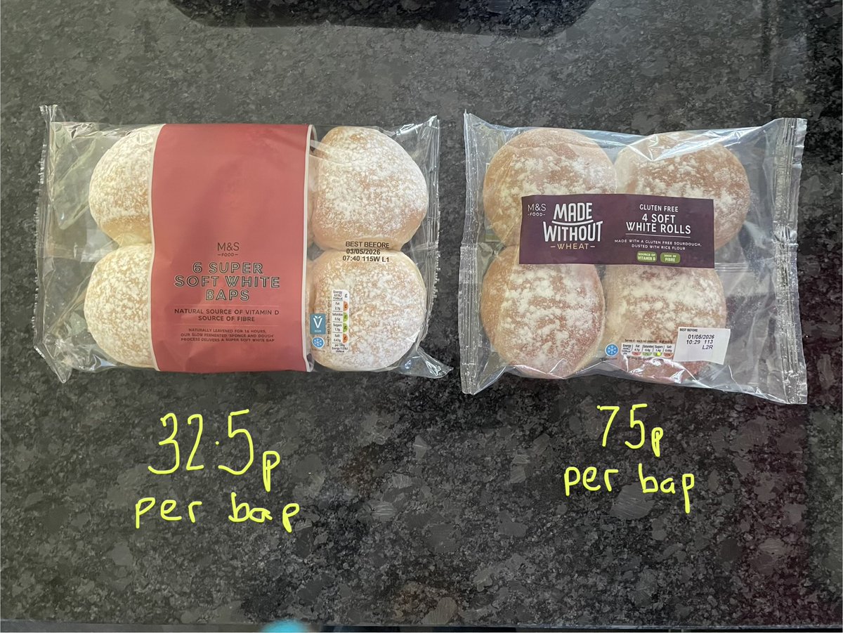 GillianSurgey's tweet image. #Coeliac #GlutenFree 
Four of one and half a dozen of the other (sic). @mandsfood ☹️