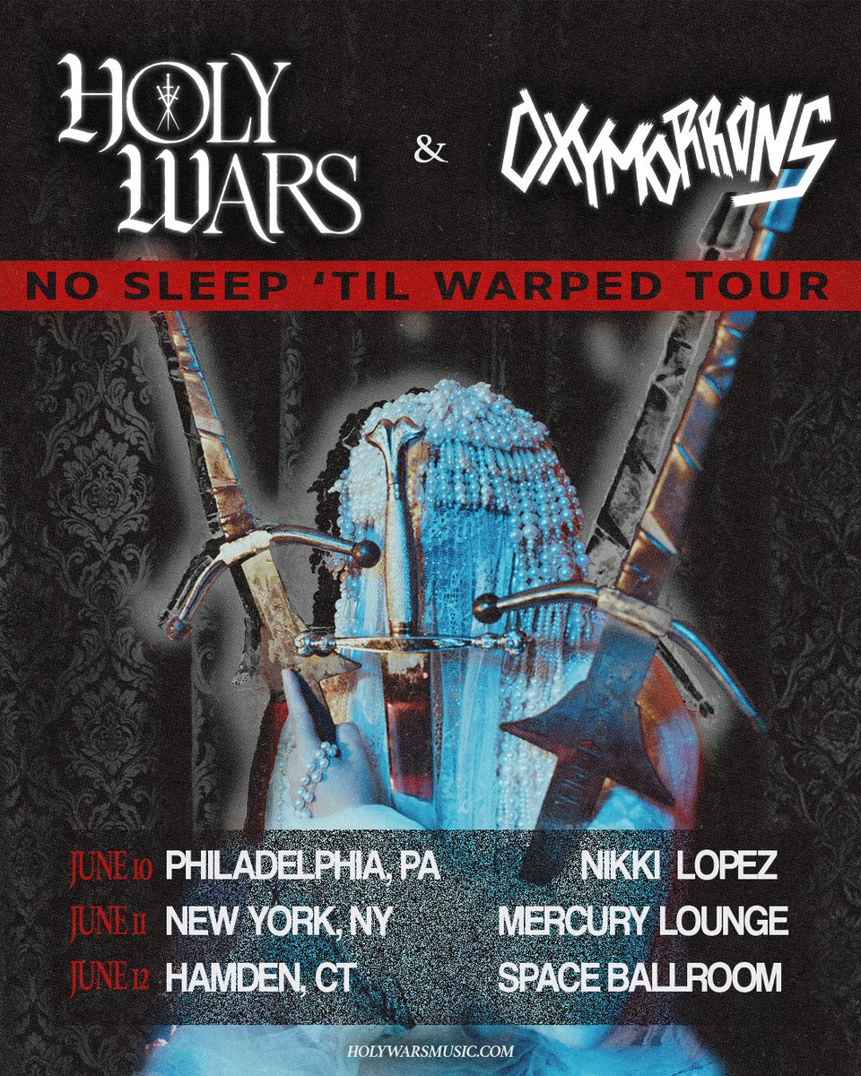 holywarsmusic's tweet photo. Excited to share that we’re co-headlining a few shows with @OXYMORRONS  this June, leading into Warped Tour DC. Tickets on sale Wed, April 29th at 10amET.🖤
📷https://t.co/LevrsFgHmd https://t.co/Bl7gc97Rqz