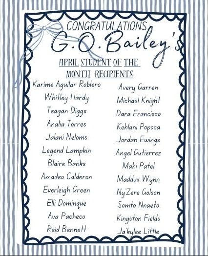 GOBES_Tift's tweet photo. Congratulations to our April Student of the Month recipients ! Keep up the great work! https://t.co/WDtptRKtjw