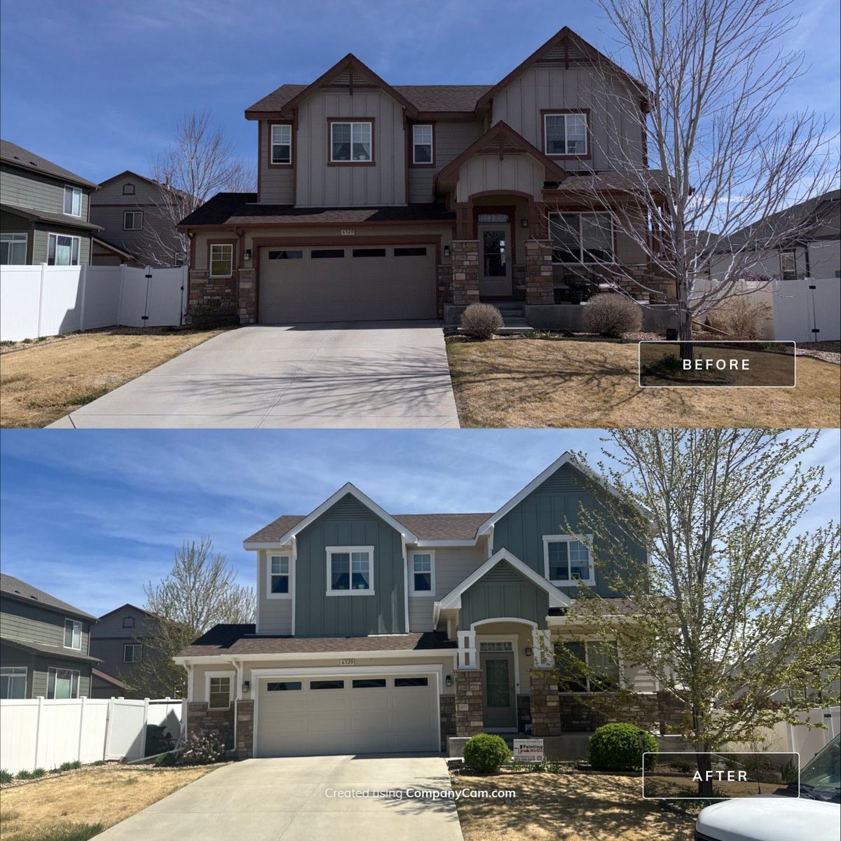 paintingnoco's tweet image. April 2026 work spotlight! This Loveland craftsman went from tan to sage green — full exterior repaint by Painting NoCo. Cabinets, exteriors &amp;amp; more this spring!

Free estimate: paintingnoco.com

#PaintingNoCo #LovelandCO #BeforeAndAfter #ColoradoPainting