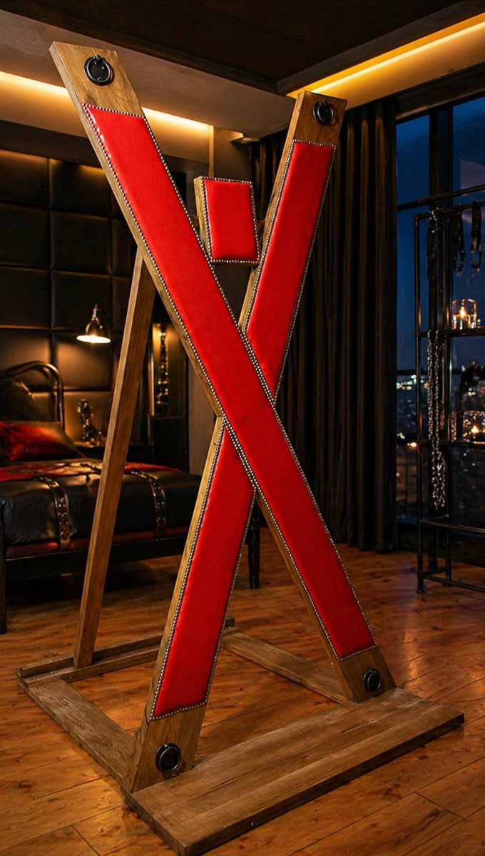 BondageSteel's tweet photo. St. Andrew’s Cross 🔥
We create gear for the demanding
Message us – custom builds available. (Authentic handmade furniture, presented in a conceptual AI-generated interior.) https://t.co/BJcOhdCGOV