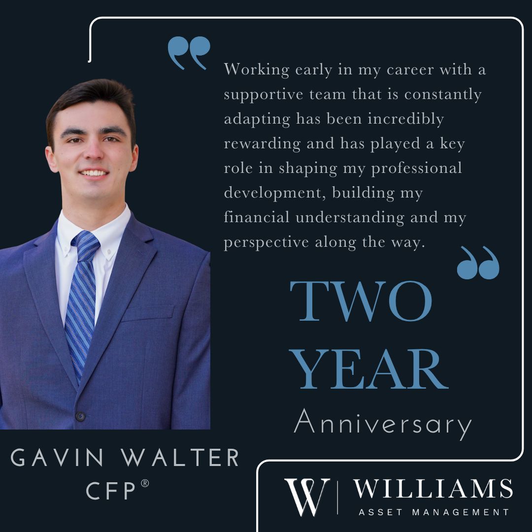 WilliamsAsset's tweet image. Two years ago, Gavin Walter, CFP®, joined the Williams Asset Management family, and we're so glad he did!

As a Senior Client Service Associate, Gavin plays an important role in supporting our team and the financial planning process. 

#Anniversary #WilliamsAssetManagement