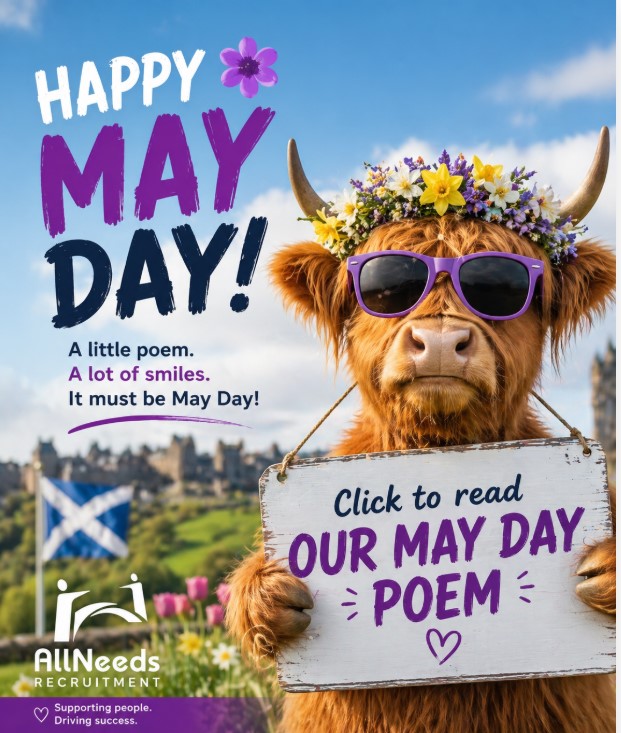 AllneedsRecruit's tweet photo. 🌼 A Wee May Day Smile 🌼

Sun’s out… then it’s not 😅
Jacket on… jacket off 🧥
BBQ plans? We’ll see… 👀
That’s Scottish spring for ye!

Rain or shine, come what may —
We’ll still enjoy a May Day 🌿
#MayDay #Scotland #SpringTime https://t.co/fHrJa7oMpp