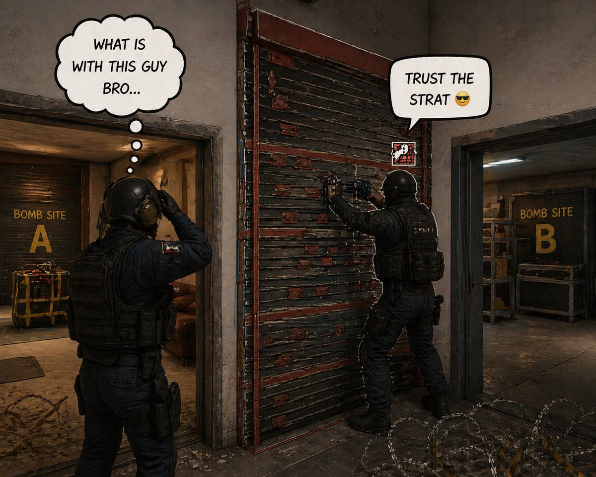Q4Q4U's tweet photo. That one teammate reinforcing between sites like it’s part of the strat 😭

#rainbowsixsiege #r6 #gaming
@Ubisoft @Rainbow6Game https://t.co/5SlAyHJMXv