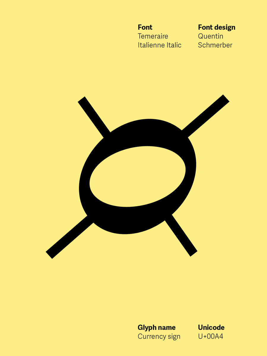 TypeTogether's tweet image. Money Monday – generic currency symbol /// Today’s symbol was first proposed in ISO-646 in 1972 as an alternative to having the dollar sign be the default currency symbol. Here are some examples from our catalogue – which is your favourite? 

#Typography #Fonts #GraphicDesign