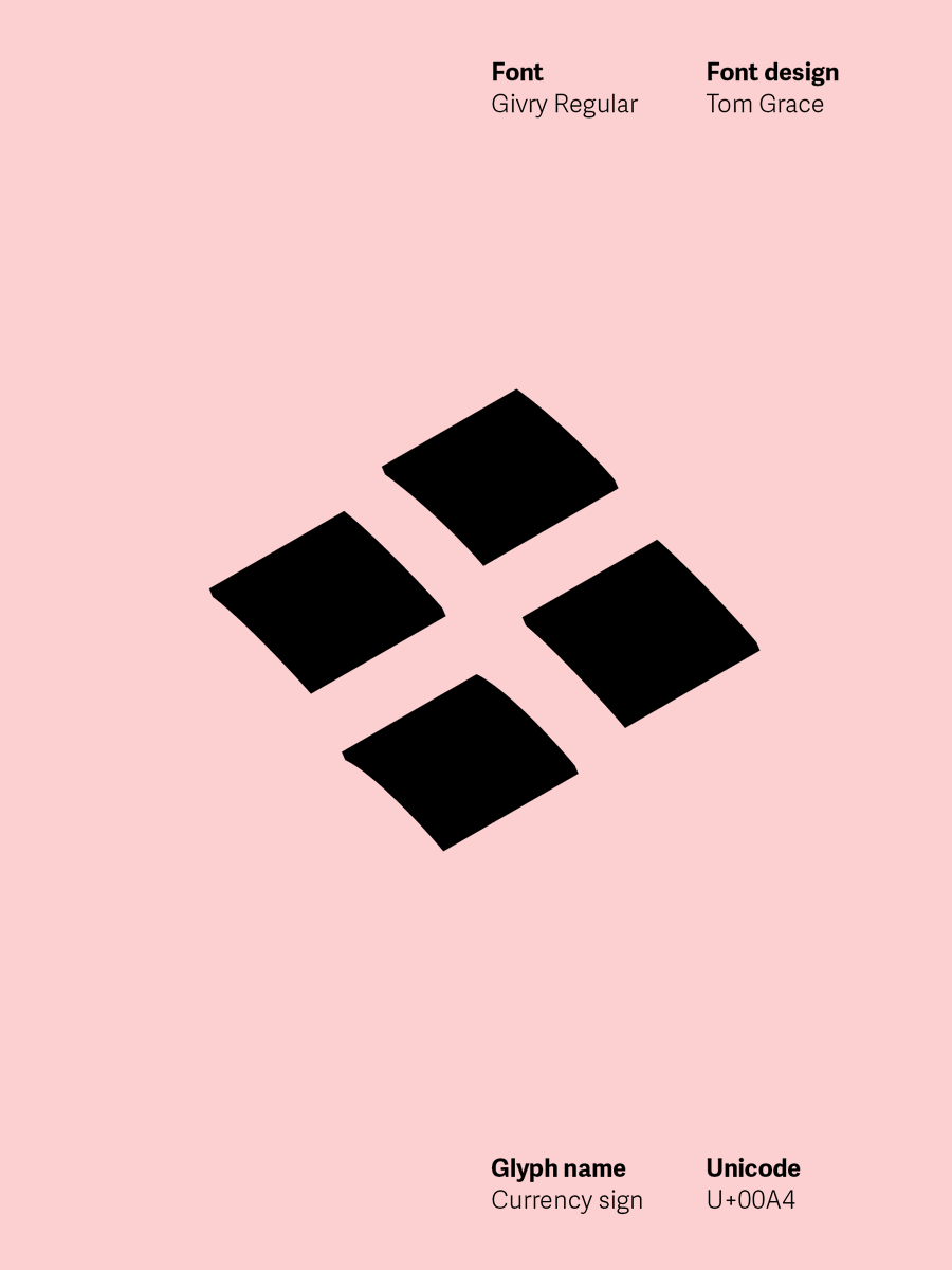 TypeTogether's tweet image. Money Monday – generic currency symbol /// Today’s symbol was first proposed in ISO-646 in 1972 as an alternative to having the dollar sign be the default currency symbol. Here are some examples from our catalogue – which is your favourite? 

#Typography #Fonts #GraphicDesign