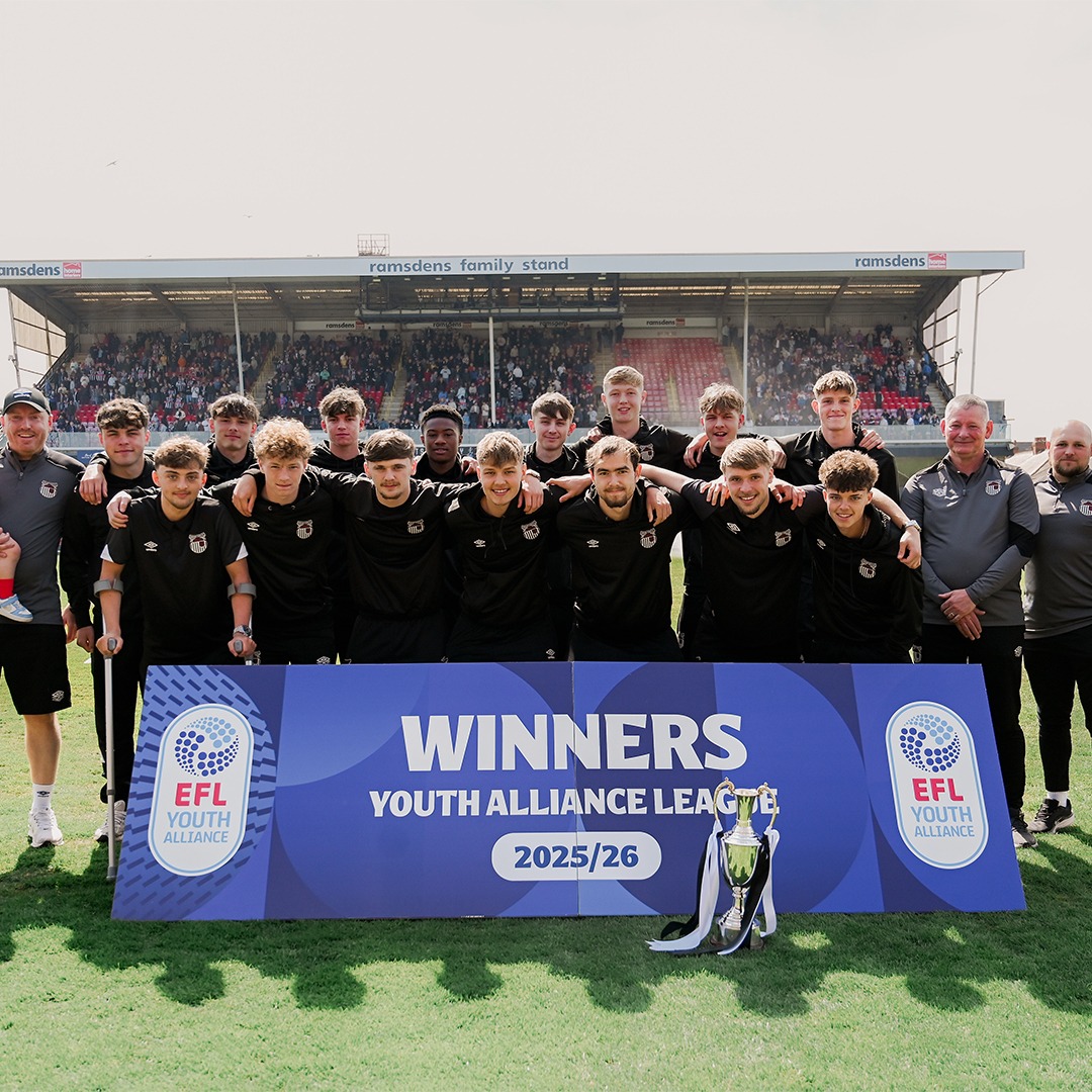 officialgtfc's tweet photo. A proud moment at Blundell Park on Saturday as our Youth Team completed a lap of honour and lifted the North East Youth Alliance League trophy at half-time. 🏆

A fantastic achievement for a brilliant group.

#GTFC