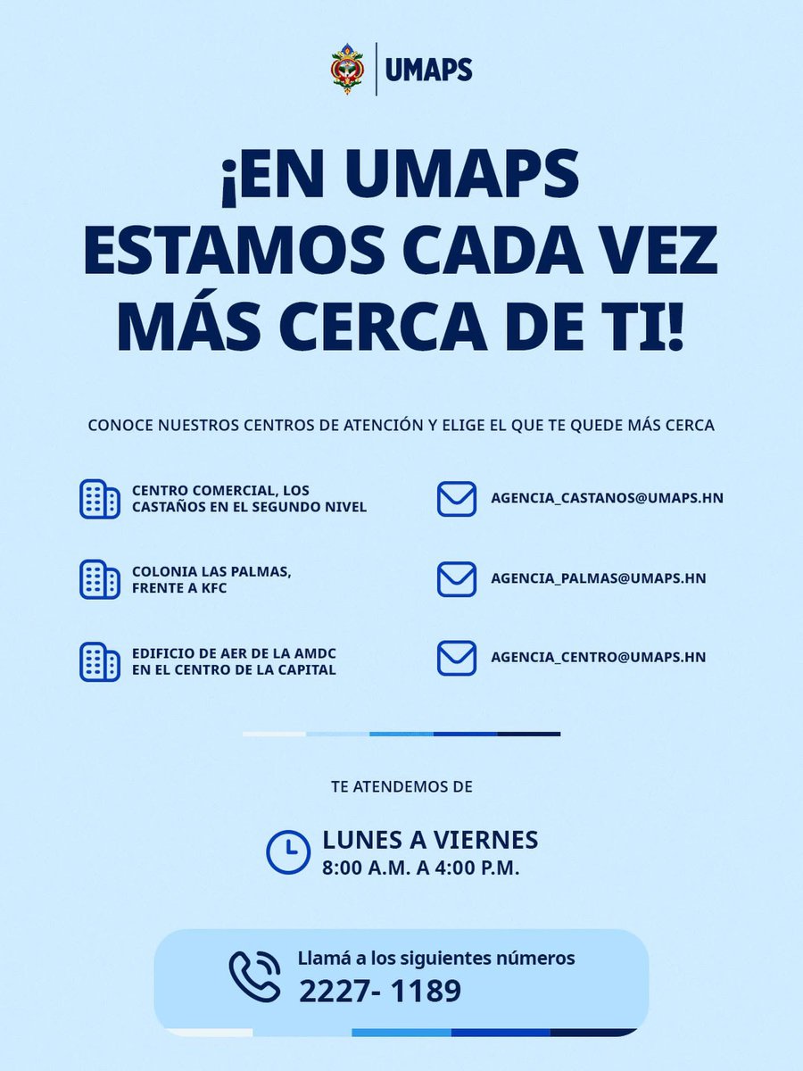 umapsdc's tweet image. ¡En UMAPS estamos cada vez más cerca de ti! 💧

¿Necesitas realizar un trámite o reporte? Conoce nuestros Centros de Atención y elige el que te quede más cerca.  Te atendemos de lunes a viernes, de 8:00 a.m. a 4:00 p.m.

#umaps #centrosdeatencion #mascercadeti #distritocentral
