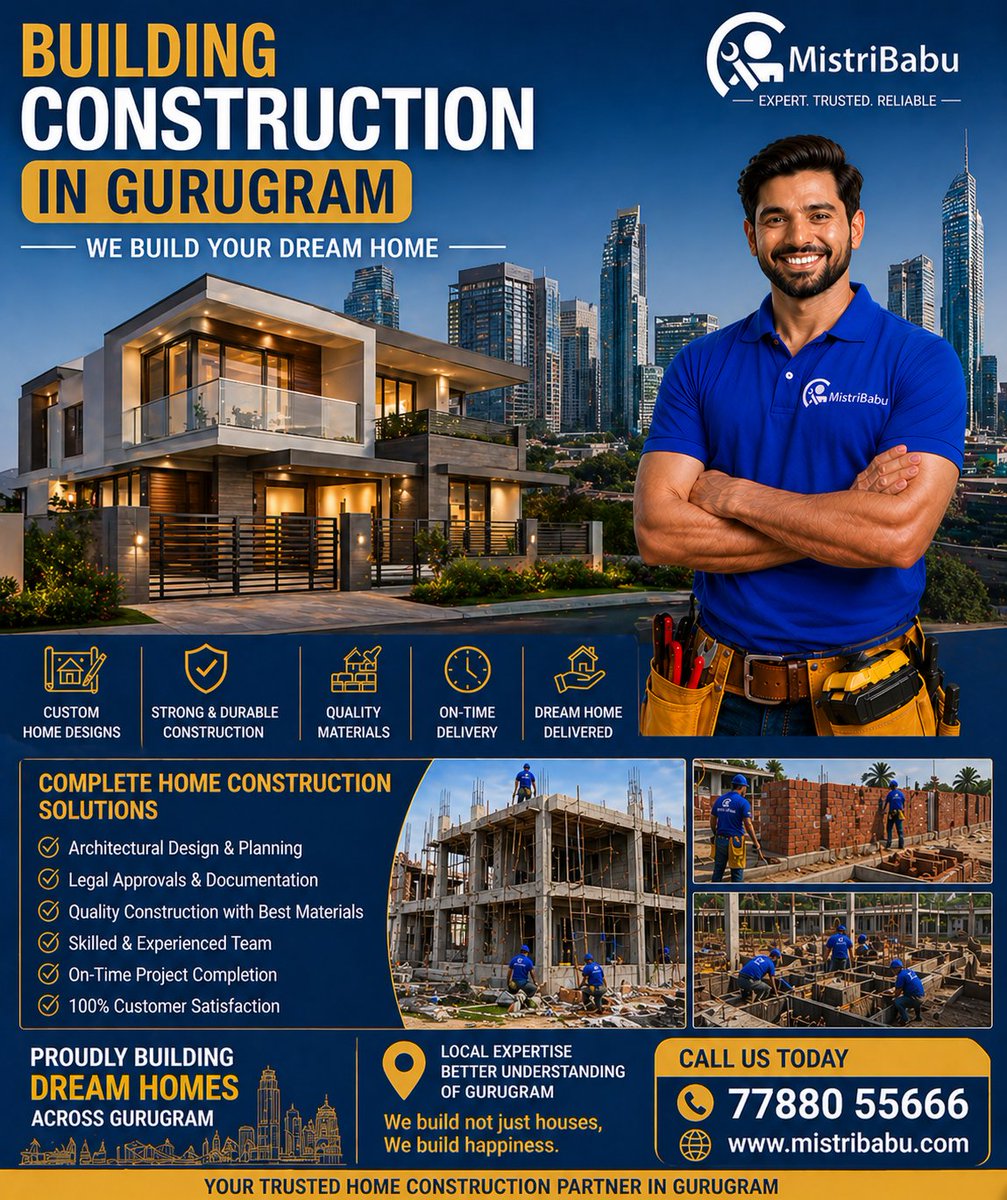MistriBabu_IND's tweet image. 🏗️ Build Your Dream Project with MistriBabu in Gurugram!
🌐 Visit: mistribabu.com/construction/g…

#gurugramconstruction #buildingconstruction #mistribabu #gurgaonbuilders #homeconstruction #commercialconstruction #turnkeyprojects #modernbuildings #constructionservices #Gurgaon