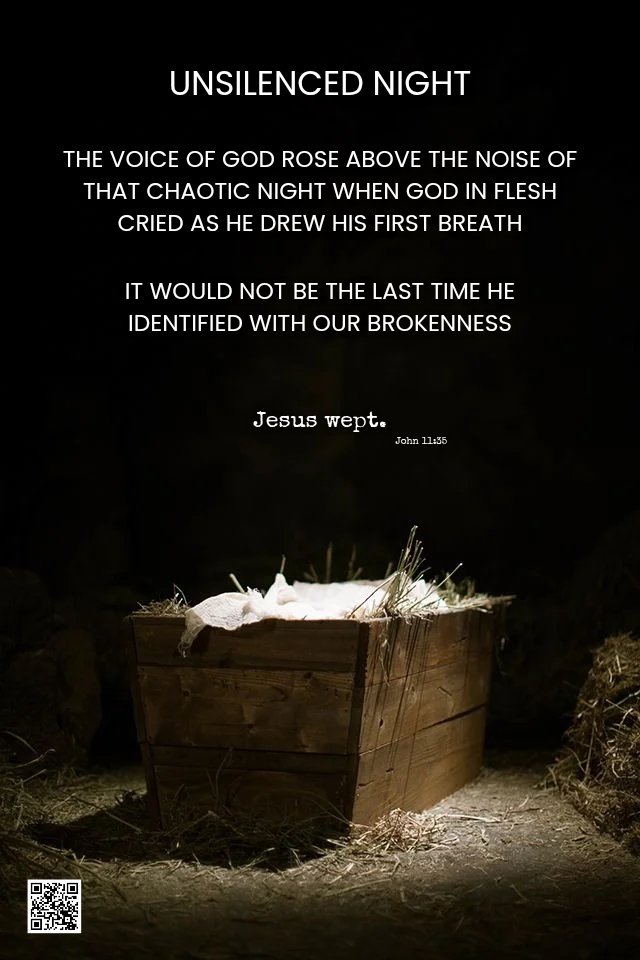 eslcooperative's tweet image. UNSILENCED NIGHT THE VOICE OF GOD ROSE ABOVE THE NOISE OF THAT CHAOTIC NIGHT WHEN GOD IN FLESH CRIED AS HE DREW HIS FIRST BREATH IT WOULD NOT BE THE LAST TIME HE IDENTIFIED WITH OUR BROKENNESS 
Jesus wept. John 12:35
#esl #eslteacher #God #jesus #bible #pray #christianity